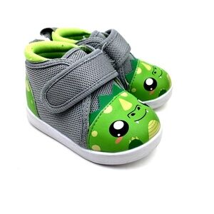 ikiki Squeaker Baby Sneakers Size 4 Dino Green Shoes Adjustable Strap Children